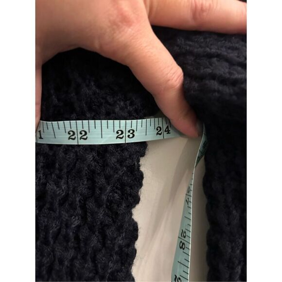 POL Chunky cable sweater cardigan L open front waterfall navy boho minimalist - Picture 5 of 7